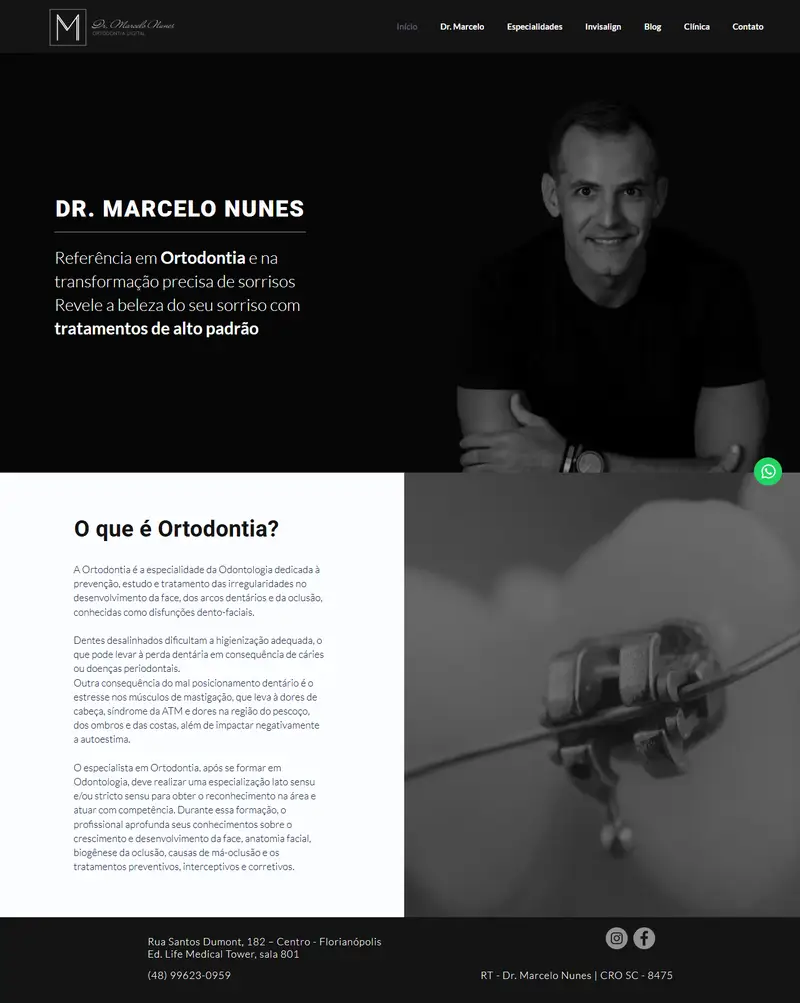 Página inicial do site antigo, feito em construtor de template
