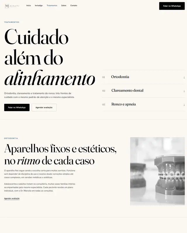 Primeira dobra da página de tratamentos no site novo